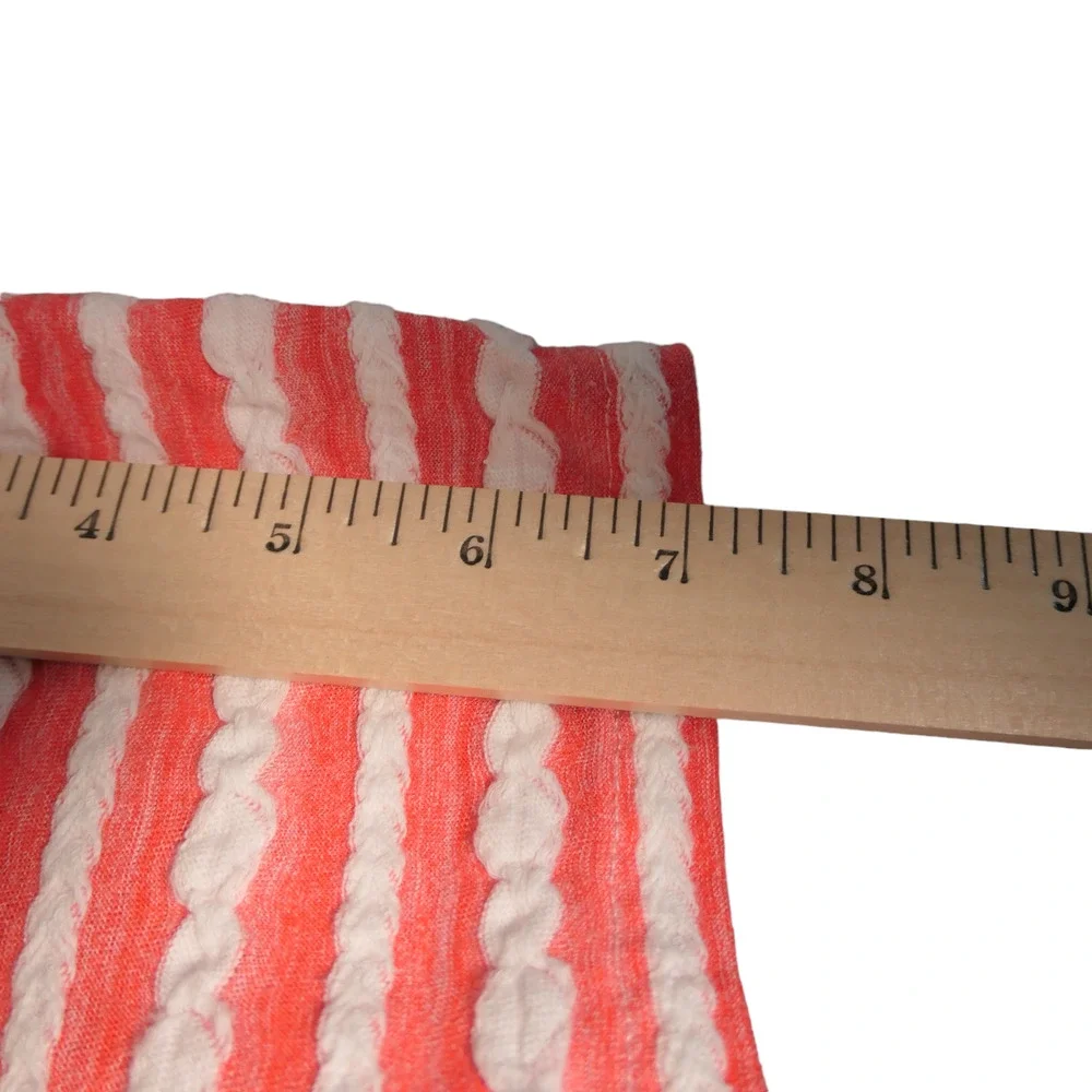 Chicos Knit Top Womens 3 or XL Orange White Ribbon Stretch Short Sleeve - Picture 8 of 11